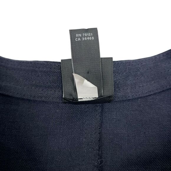 Eileen Fisher Womens Linen Mandarin Collar Button Front Coat Navy Blue Medium - Picture 14 of 15